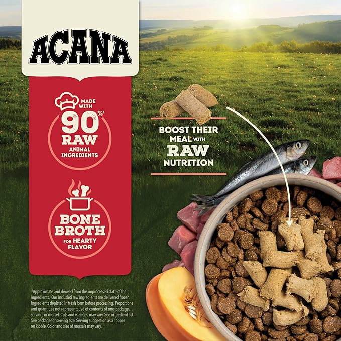 ACANA Grain-Free High Protein Freeze Dried Dog Food & Topper Ranch-Raised Beef Recipe Morsels 8oz Bag