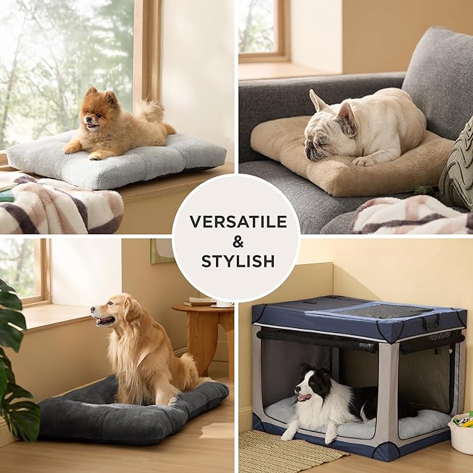 Bedsure Washable XL Dog Bed for Crate for Extra Large Dogs, Comfort Fluffy Plush Pet Pillow Bed Kennel Pad with Non-Slip Bottom, Machine Washable Pet Sleeping Mat, 41"x27", Brown