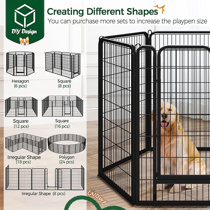 Yaheetech Dog Playpen Outdoor, 47 inch 6 Panels Dog Pen Indoor Heavy Duty Puppy Exercise Pen Metal Pet Fence for RV Camping/Yard/Garden