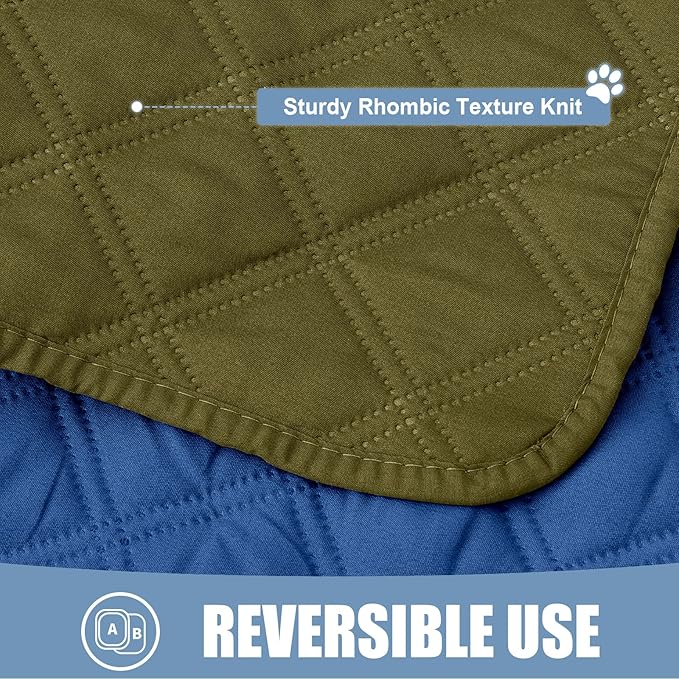 Smiry Waterproof Dog Blanket, Reversible Dog Bed Cover Pet Blanket, Soft Pet Couch Covers for Sofa Washable, Bed Couch Sofa Furniture Protector for Puppy Cat Kids (30"x90", Green/Navy)