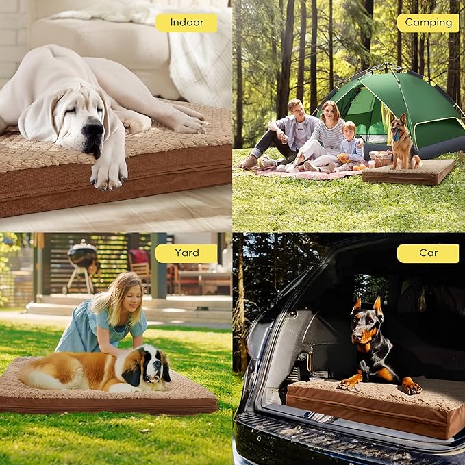 Sytopia Washable Indestructible 44" Dog Bed for Large Dogs – Double-Sided Plush, Chew Proof, Waterproof, Thick Orthopedic Support, Durable Multi- Size Comfort Clearance Indoor Flat Dog Bed
