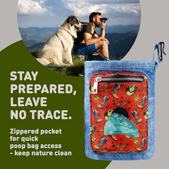 INSPECTOR TAIL Dog Treat Pouch w Cord Closure to Prevent Spills | 2 Cup Size | Hands Free - 4 Ways to Wear Tote | Pockets for Snacks Toys Poop Bags Keys Cards | Pet Training Walking & Rewarding Holder