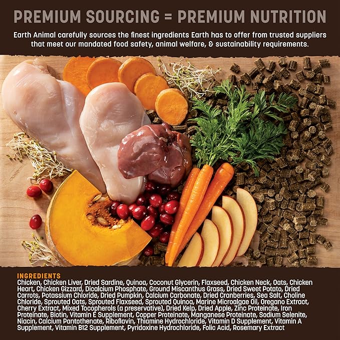 Earth Animal Wisdom Air Dried Dog Food | Chicken Recipe Premium Natural Dog Food | All Breeds & Ages | Made in The USA | 2 Pound Bag