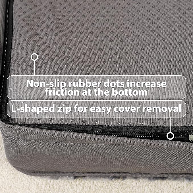 MIHIKK Dog Bed for Large Dogs, Orthopedic Pet Bed with Removable Washable Cover, Egg Crate Foam Dog Mattress Nonskid Bottom, Comfy Anti-Anxiety Puppy Mat, 41x29 inch, Dark Grey-Rose Pattern