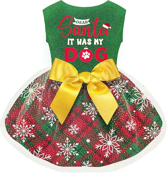 Funny Puppy Dress with Bow - Dog Dresses & Costumes for Small & Large Dogs - Pumpkin Witch Bat Pet Costume for Halloween & Christmas