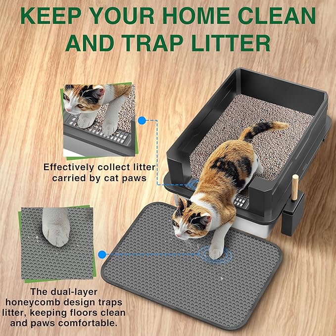 2-Pack XXXL Stainless Steel Cat Litter Box – Extra Large 28" L x 20" W with High Sides & Lid, Non-Stick, No Odor, Leak-Proof Metal Boxes for Large & Multiple Cats, Easy to Clean