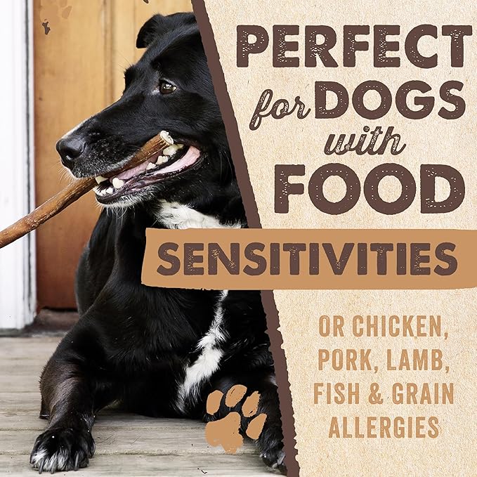 Mighty Paw Naturals Bully Sticks for Dogs - Grass Fed Beef Chews. Dog Bully Sticks for Large Pets, Medium and Small Breeds. Lower Odor Treats for Small Pets. Single Ingredient (12" - 5 Pack)