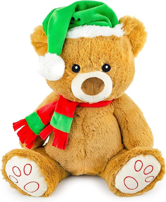 Giftable World Holiday Plush Pet Toy Fun for Christmas Designs with Squeaker Dog Chew Toy (8" Holiday Bear)