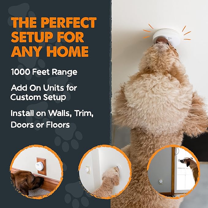 Mighty Paw Smart Bell 2.0 – Potty Training Button for Dogs & Puppies – Train Your Dog to Ring The Bell – Wireless Pet Communication (2 Button Pack)