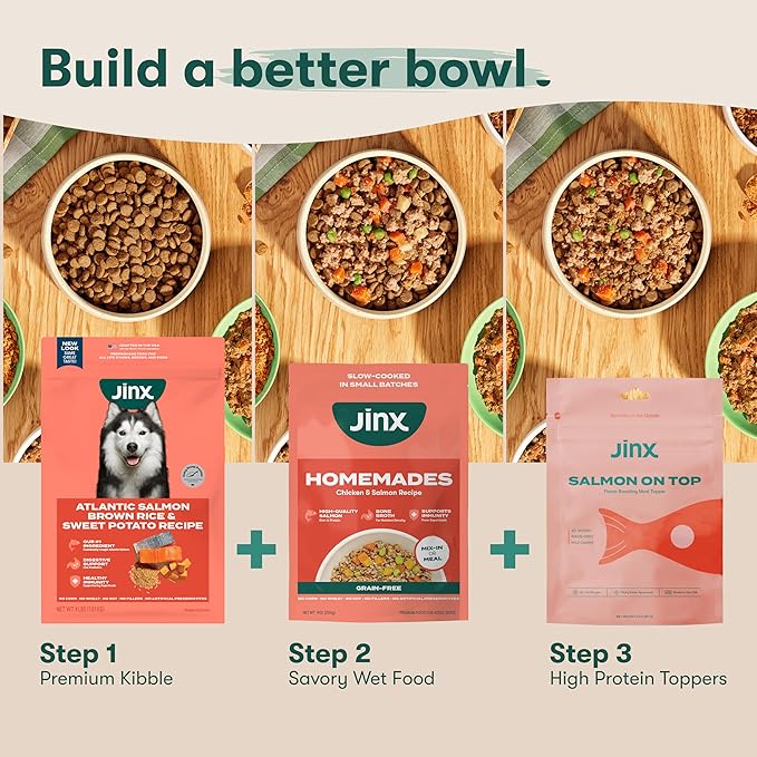 Jinx Premium Dry Dog Food, for All Life-Stages - Real Salmon, Brown Rice & Sweet Potato Kibble with Superfoods for Immune Support & Probiotics for Digestive Support - No Fillers – 4lb