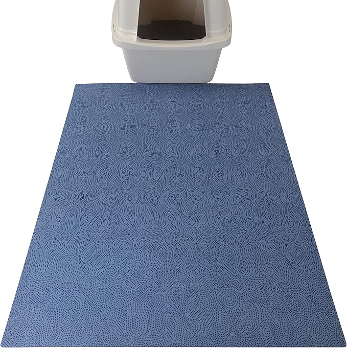 Drymate XL Original Cat Litter Mat, Contains Mess from Box, Protects Floors, Urine-Proof, Machine Washable, Soft on Kitty Paws, Absorbent, Waterproof (USA Made, Recycled Content)(29”x36”)(Blue Stucco)