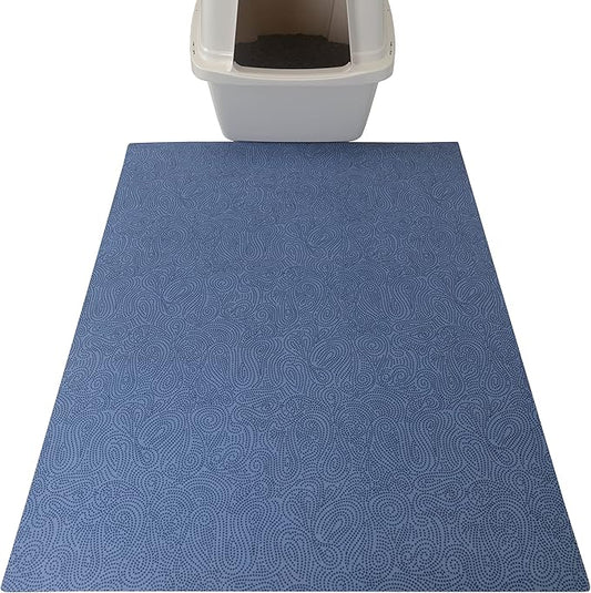 Drymate XL Original Cat Litter Mat, Contains Mess from Box, Protects Floors, Urine-Proof, Machine Washable, Soft on Kitty Paws, Absorbent, Waterproof (USA Made, Recycled Content)(29”x36”)(Blue Stucco)