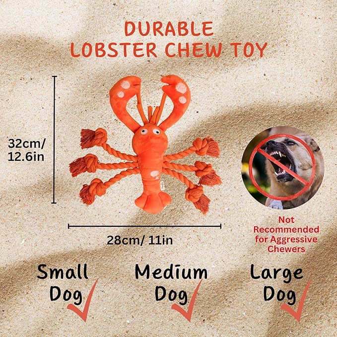 Lobster Dog Toys, Large Squeaky Rope Tug of War Dog Toys for Puppy, Small, Medium, Large Dogs, Interactive Stuffed Plush Toys