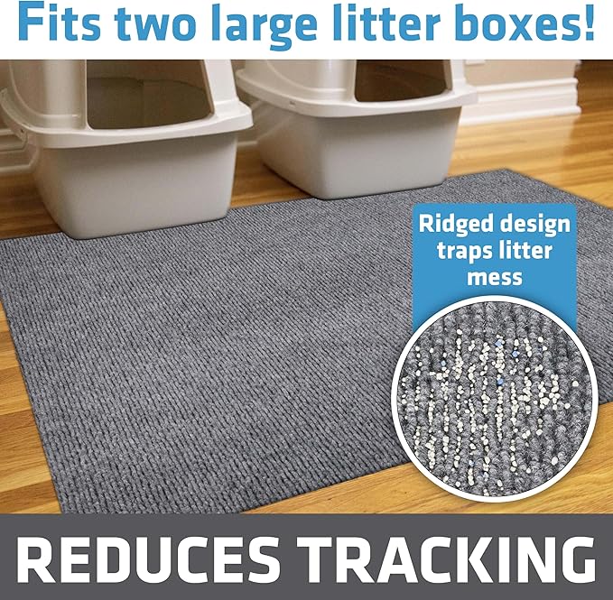 Drymate Jumbo Cat Litter Trapping Mat, (Ridged Design), Traps Litter & Mess from Box, Soft on Kitty Paws, Absorbent, Waterproof, Urine-Proof, Machine Washable, Durable, (USA Made) (36" x 47")