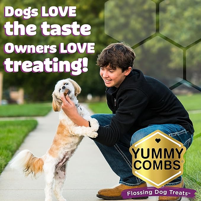 Dog Dental Treats – Vet VOHC Approved – Delicious Chicken Protein – Removes Tartar with Cleaning Comb Shape – Dental Dog Treats for Large Dogs (12oz, 9 Count)