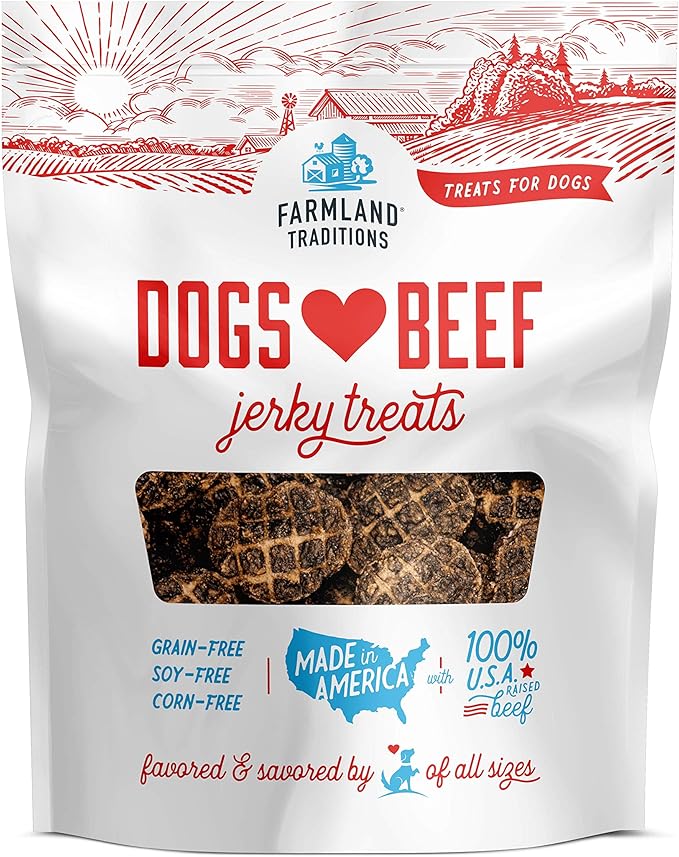Farmland Traditions Dogs Love Beef Jerky Dog Treats with Only 4 Ingredients and No Fillers, 2.5 Pound Bag