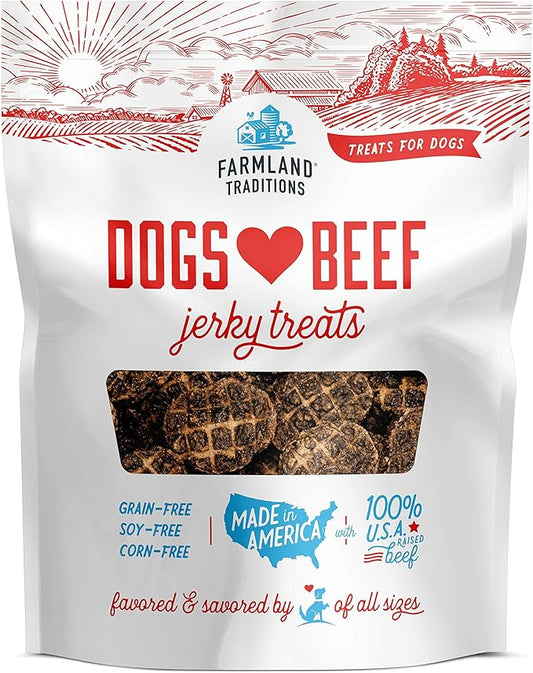 Farmland Traditions Dogs Love Beef Jerky Dog Treats with Only 4 Ingredients and No Fillers, 2.5 Pound Bag