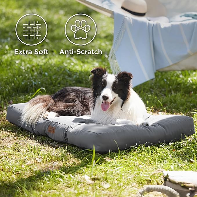 Bedsure Dog Beds Large Sized Dogs - Washable Pet Bed Mattress with Oxford Fabric, Pet Pillow Cushion for Crate, Grey Dog Mat Outdoor, 36x27x4, Grey