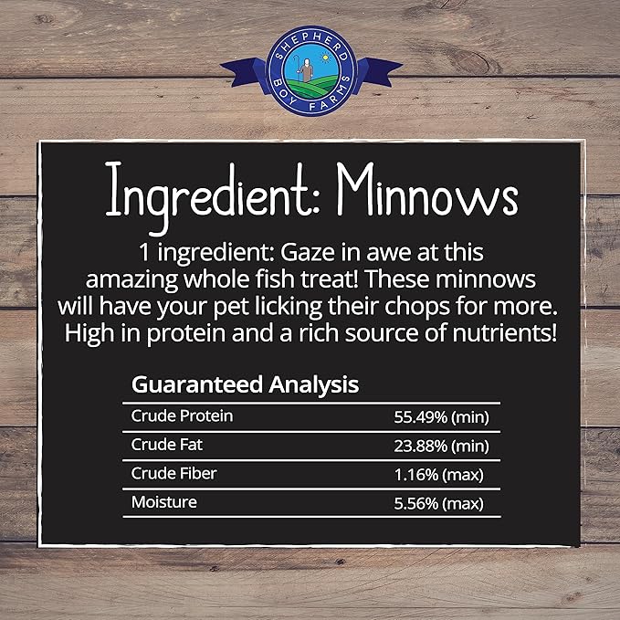 Freeze Dried Dog and Cat Treats, Minnows, All Natural Single Ingredient Freeze-Dried Dog Treat & Snacks, Made in USA, High in Protein, Essential Nutrition of Raw Food, 2oz