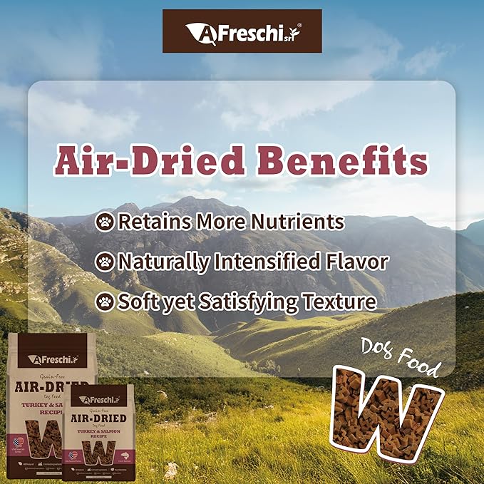 Afreschi Air-Dried Dog Food Turkey & Salmon Recipe 2.2 lb, All-Natural, Complete & Balanced, Grain-Free, High-Protein, Limited Ingredients