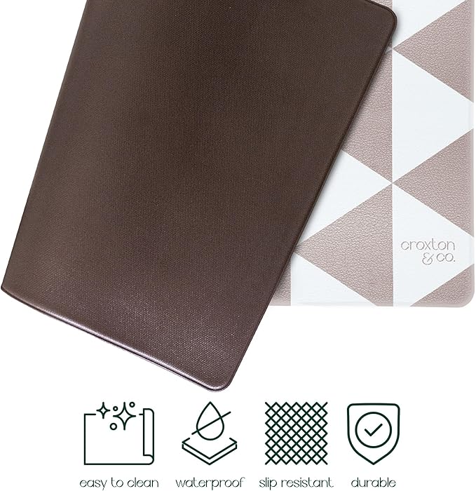 CROXTON & CO. Dog Food Mat | Non-Slip Faux Leather Pet Feeding Mat for Bowls | Large Dog Bowl Mat for Food and Water | Durable, Easy-to-Clean Pet Food Mat for Floors | Size: 12"x18"