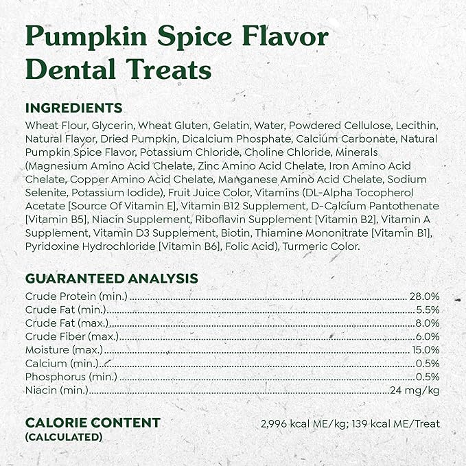 Greenies Large Dental Dog Treats, Pumpkin Spice Flavor, Limited Edition, 12 oz. Pack (8 Treats)