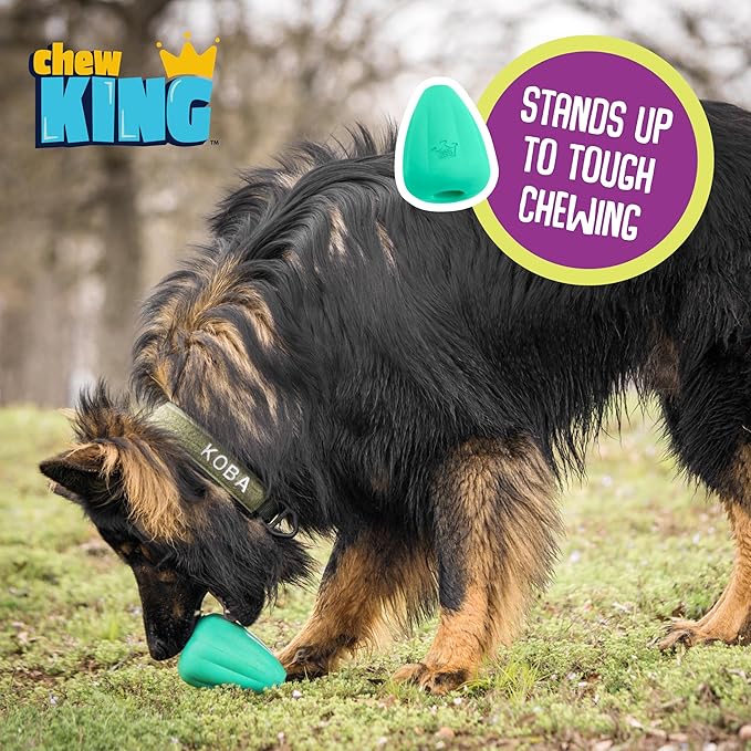 Chew King Premium Treat Dog Toy, Extremely Durable Natural Rubber Toy, Bacon Flavored Dog Toy