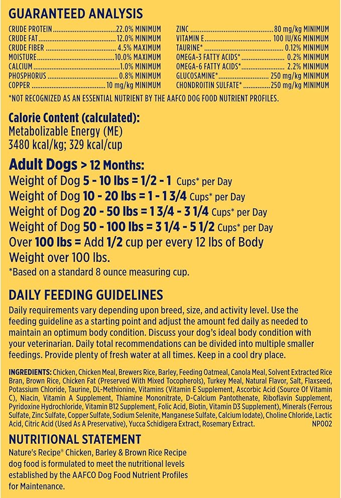 Nature′s Recipe Chicken, Barley & Brown Rice Recipe Dry Dog Food, 24 lb. Bag