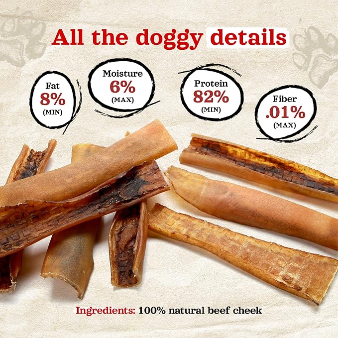 Natural Farm Bully Chips (9-12 Inch, 16 Oz.), Digestible Beef Cheek from Grass-Fed Cows, Non-GMO, Grain-Free, Natural Long-Lasting Dog Chews for Small, Medium & Large Dogs, Great Rawhide Alternative