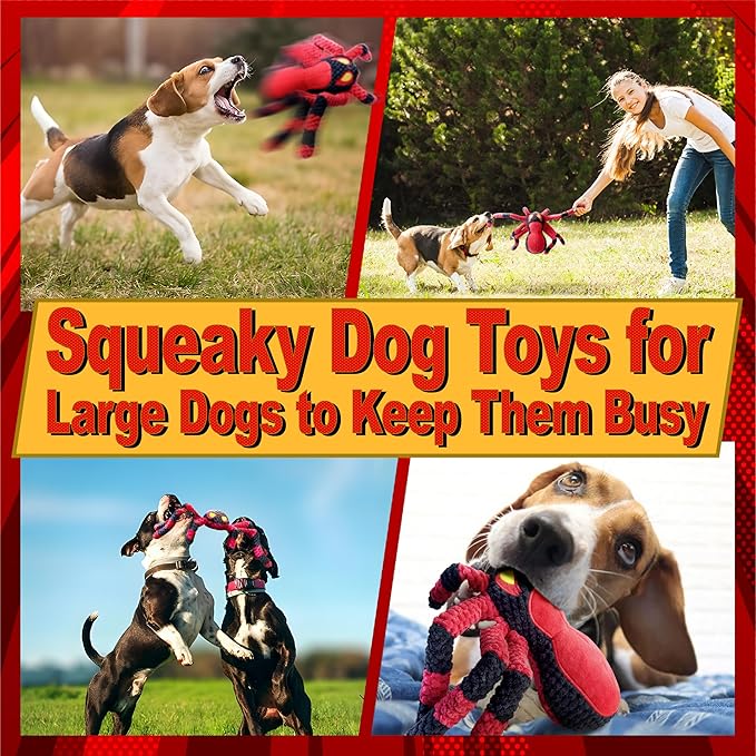LEGEND SANDY Dog Toys for Aggressive Chewers, Large Dog Toys to Keep Them Busy, Interactive Pet Toys, Squeaky Puppies Toys, Tug of War Puppy Toy, Crinkle Doggeis Toy