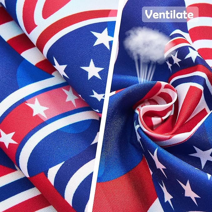 4th of July Dog Bandanas for Small Dogs Cats 7 Pcs Stitching Edge Patriotic Dog Bandanas Independence Day Flag Day Adjustable Puppy Scarves Grooming S