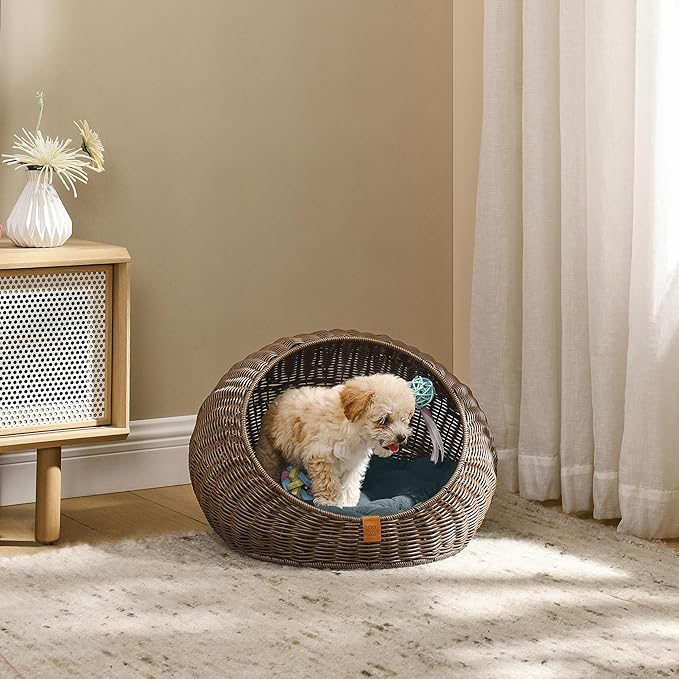 Sam's Pets Nala 20'' Dog Cat Bed in Brown Oak