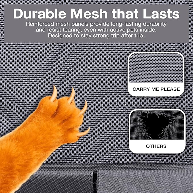 Cat Backpack Carrier – Airline Approved Dog Carrier for Small Dogs, Cats & Pets – Ventilated Backpack Pet Carrier for Travel, Hiking, Vet Trips – Soft Sided Puppy Carrier Bag with Padded Straps