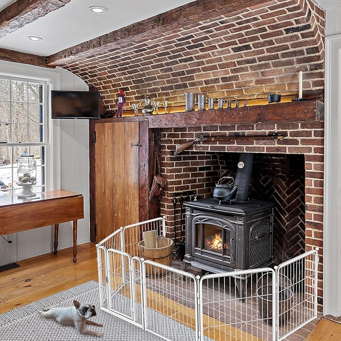 FXW Homeplus Unleashed Indoor Dog Playpen - Stress-Free and Safe Play, Heavy Duty 45 Inch 8 Panels with Fence-to-Wall Anchor (Pack of 4) for Large Dogs, White│Patented