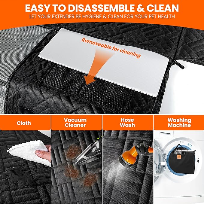 Dog Back Seat Cover Hard Bottom - 2025 Upgraded Materials - 6.4mm Support Boards Holds 400lbs - Waterproof Dog Hammock for Car, SUV & Truck - Pet Seat Cover for Back Seat - Backseat Extender for Dogs