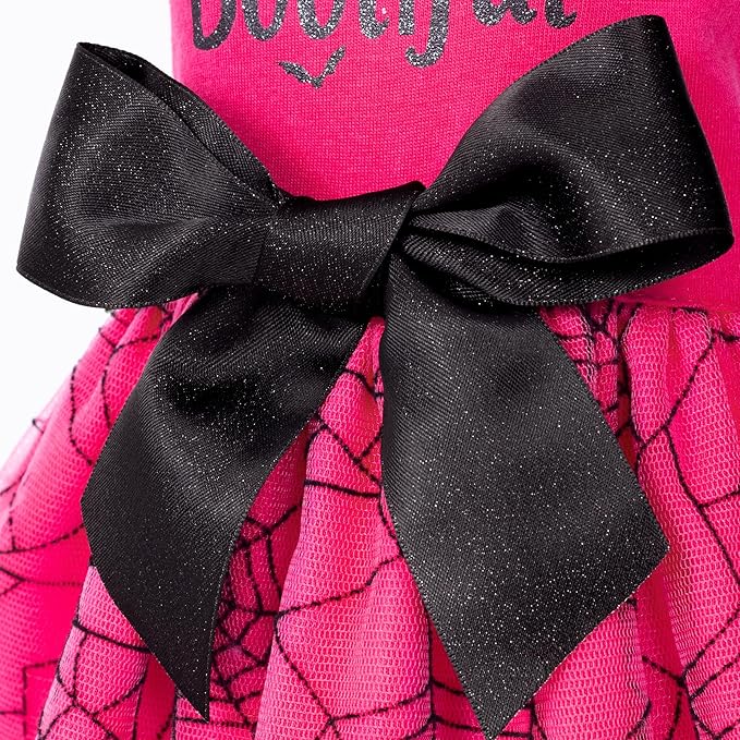 Fitwarm Little Miss Bootiful Halloween Dog Dress, Funny Costumes for Small Dogs Girl, Pet Outfit, Black, Hot Pink, Large