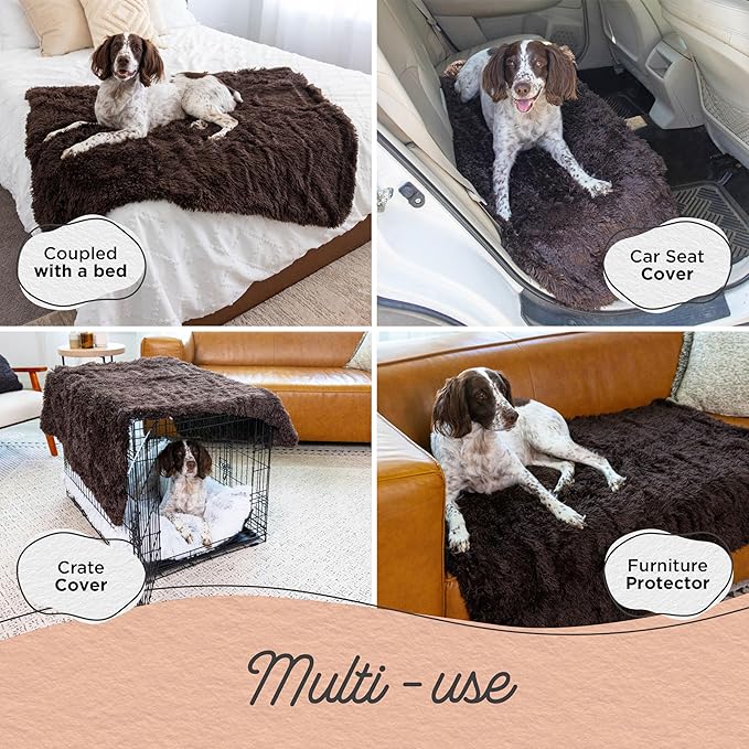 Best Friends by Sheri Calming Shag Dog Blanket – Ultra Soft Faux Fur Pet Throw, Anxiety-Relief, Lightweight Warm Bed Cover for Dogs and Cats, Machine Washable, Dark Brown, 40" x 50"