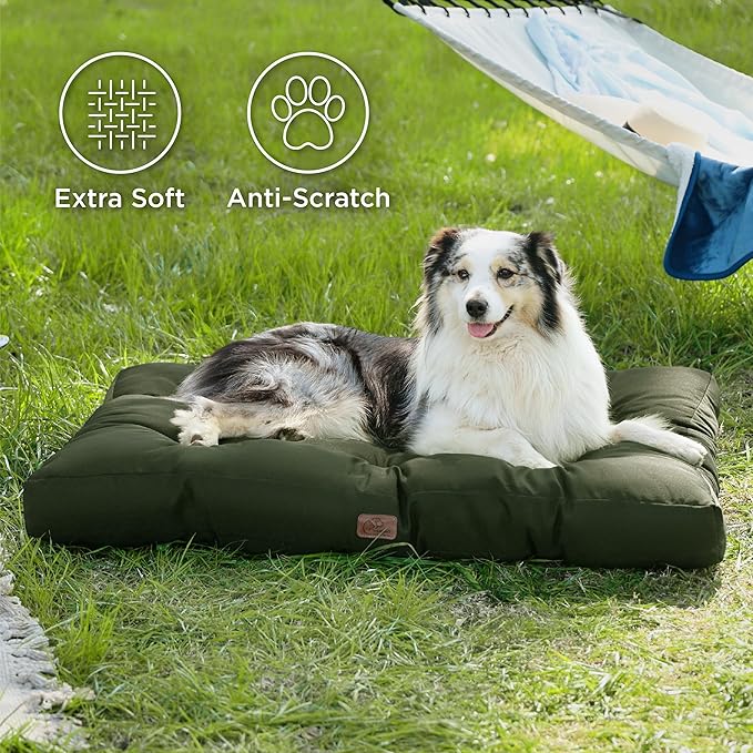 Bedsure Extra Large Dog Bed - Washable Giant Pet Bed Mattress with Oxford Fabric, Water Resistant Flat Pet Pillow Bed for XL Dog Crate, 44x35x4, Lentil Sprout