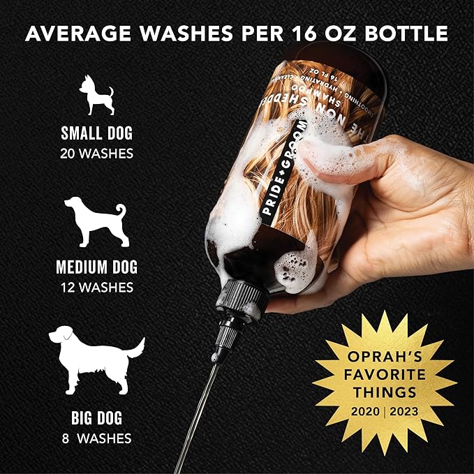 Pride and Groom The Non Shedder | Dog Grooming Shampoo for Doodles and Dogs That Do Not Shed | Tearless All Natural Body Wash with Coat-Specific Ingredients That Enhance Shine – 16oz (Pack of 2)