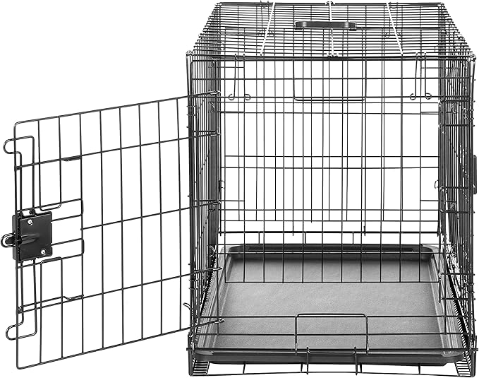 Amazon Basics Durable,Foldable Metal Wire Dog Crate with Tray, Double Door, 30 x 19 x 21 in, Black