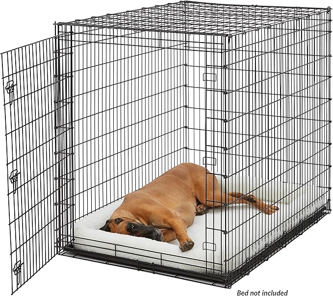 Midwest Homes for Pets Ginormous Single Door 54-Inch Dog Crate for XXL Dogs Breeds; Great Dane, Mastiff, St. Bernard, Drop Pin Assembly Requires Two People; Divider Panel Not Included; Black: SL54