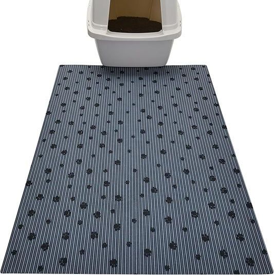 Drymate XL Original Cat Litter Mat, Contains Mess from Box, Protects Floors, Urine-Proof, Machine Washable, Soft on Kitty Paws, Absorbent, Waterproof (USA Made, Recycled Content) (28”x36”)(GreyStripe)