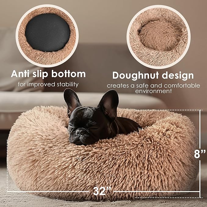 Dog Beds Large Sized Dog and Cats, 32in Pet Beds for Large Pet, Washable Indestructible Extra Large (Camel)
