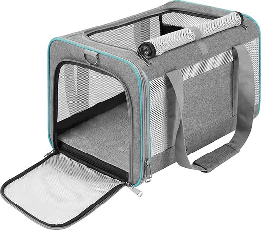 Pet Carrier for Large Cats 20 lbs+ / Soft Sided Small Dog Travel Carriers Top Load/Collapsible Carrier Bag for Big Cat / 2 Kittens Sturdy Transport Carriers Long Trips/Medium Cats 15 pounds