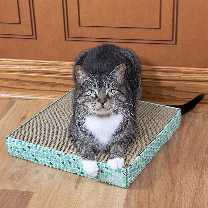 Kitty City Cat Scratcher Refill – 3-Pack Durable Corrugated Cardboard Scratch Pads with Catnip – Double-Sided for Longer Use, Cat Claw Maintenance & Furniture Protection - Size: 13.25" x 13.25"