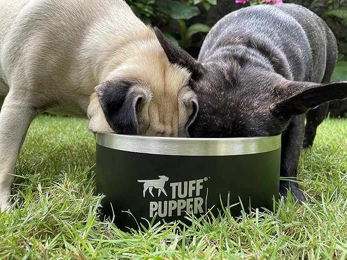 Tuff Pupper 100 oz Heavy Duty Insulated Stainless Steel Dog Bowl for Large Dogs, Non-Slip Base, Dishwasher Safe
