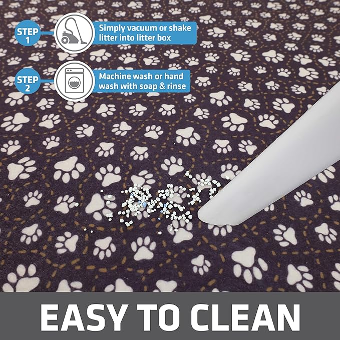 Drymate Original Cat Litter Mat, Contains Mess from Box, Protects Floors, Urine-Proof, Machine Washable, Soft on Kitty Paws, Absorbent, Waterproof (USA Made, Recycled Content) (20”x28”)(Paw Path Tan)