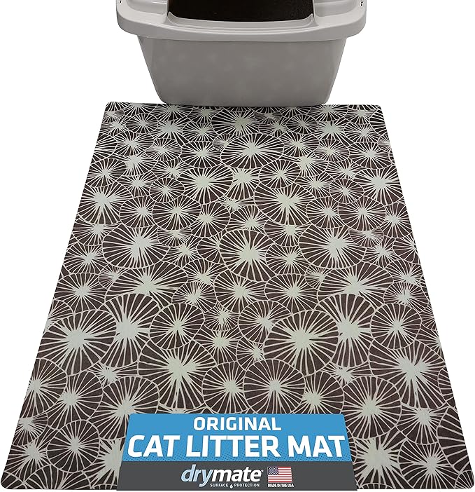 Drymate Original Cat Litter Mat, Contains Mess from Box, Protects Floors, Urine-Proof, Machine Washable, Soft on Kitty Paws, Absorbent, Waterproof (USA Made, Recycled Content) (20”x28”)(Kahopo Grey)