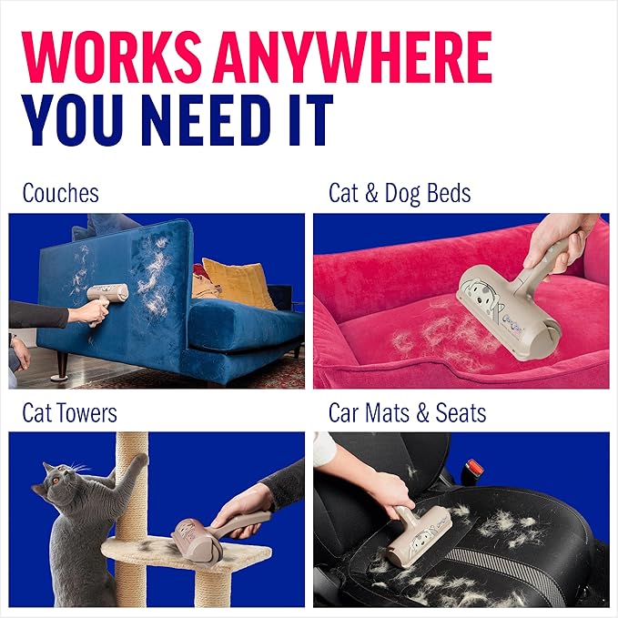 ChomChom Roller Pet Hair Remover – Original Size Reusable Lint Roller for Cat & Dog Hair on Furniture, Couch, Carpet, Car, Rugs & Bedding – Portable, Eco-Friendly (Dog)