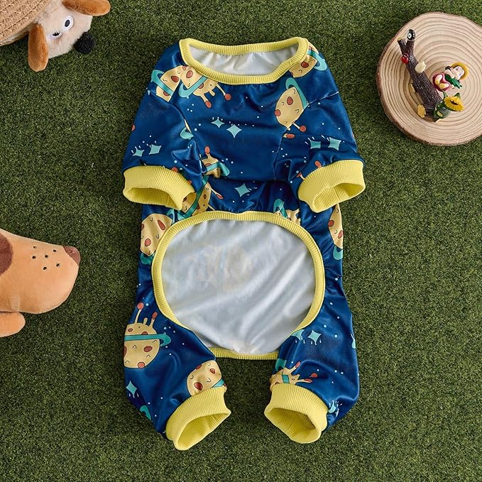 Dog Pajamas Onesie for Small & Medium Dogs - Polyester, Cozy, Wrinkle-Resistant Four-Legged Apparel (Blue Black, XX-Large)